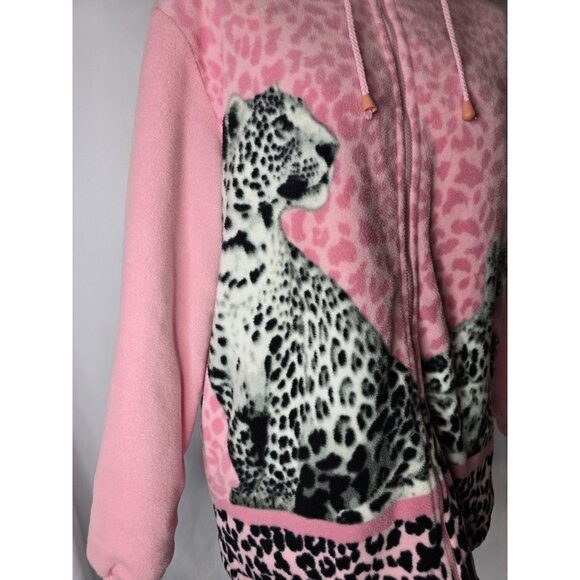 Vintage Y2K Classic Editions Shepra Lined Pink Snow Tiger Print Zip Jacket-SMALL - Picture 2 of 16